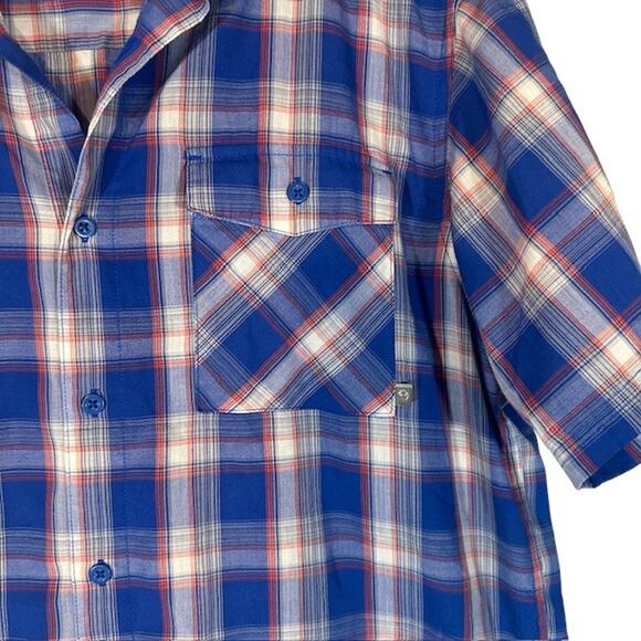 Mountain Hardwear Blue Plaid Collared Short Sleeve Button Down Shirt Men Sz M - Picture 4 of 8